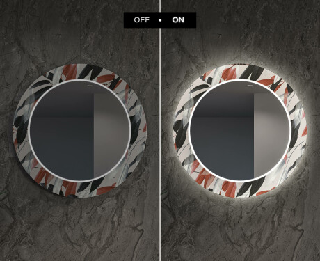 Miroir Décoratif Rond Avec Rétroéclairage LED Pour Le Salon - Leaves #7