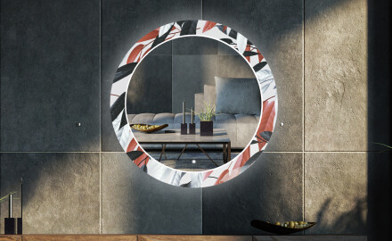 Miroir Décoratif Rond Avec Rétroéclairage LED Pour Le Salon - Leaves