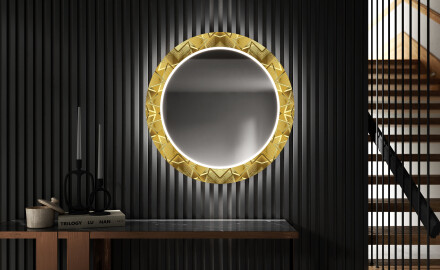 Miroir Décoratif Rond Avec Éclairage LED Pour L'entrée - Gold Triangles