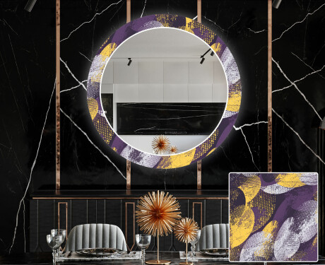 Miroir Décoratif Rond Avec Éclairage LED Pour La Salle À Manger - Round Stamp #1