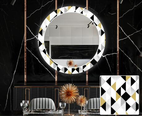Miroir Décoratif Rond Avec Éclairage LED Pour La Salle À Manger - Geometric Patterns #1