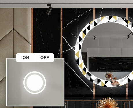 Miroir Décoratif Rond Avec Éclairage LED Pour La Salle À Manger - Geometric Patterns #4