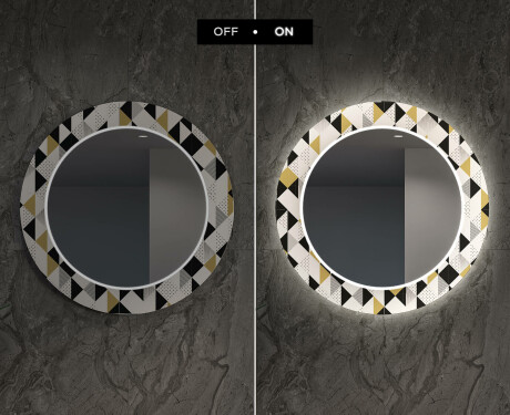 Miroir Décoratif Rond Avec Éclairage LED Pour La Salle À Manger - Geometric Patterns #7