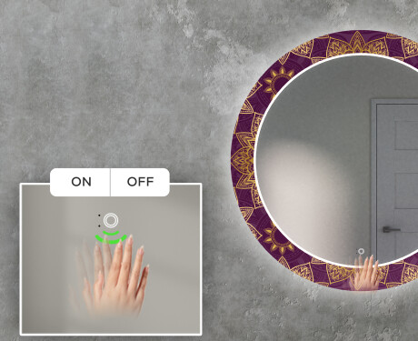Miroir Décoratif Rond Avec Rétroéclairage LED Pour Le Salon - Gold Mandala #5