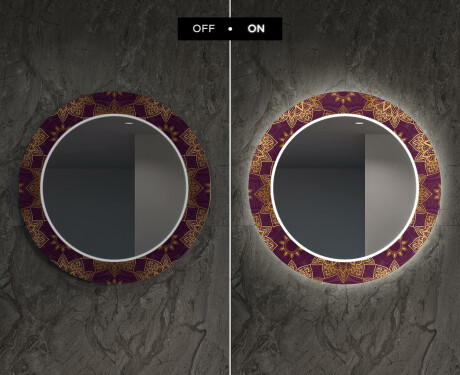 Miroir Décoratif Rond Avec Rétroéclairage LED Pour Le Salon - Gold Mandala #7