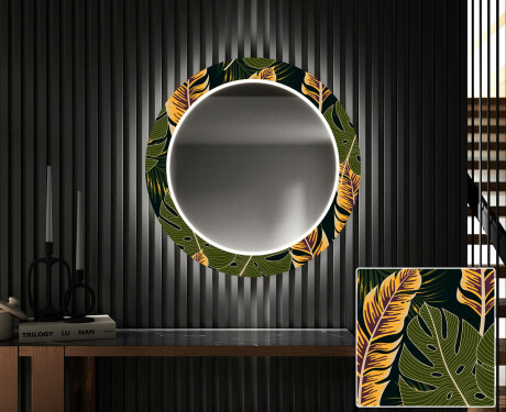 Miroir Décoratif Rond Avec Éclairage LED Pour L'entrée - Botanical Flowers