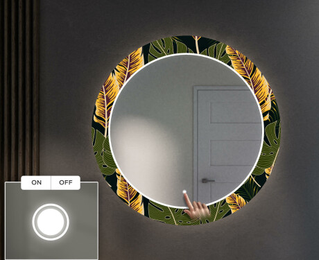 Miroir Décoratif Rond Avec Éclairage LED Pour L'entrée - Botanical Flowers #4