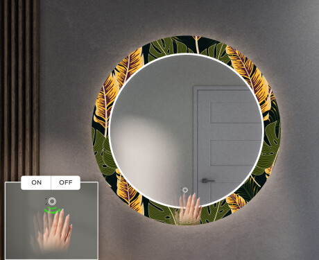 Miroir Décoratif Rond Avec Éclairage LED Pour L'entrée - Botanical Flowers #5