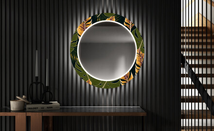 Miroir Décoratif Rond Avec Éclairage LED Pour L'entrée - Botanical Flowers