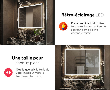 Arrondie Illumination LED Miroir Sur Mesure Eclairage Salle De Bain L146 #5