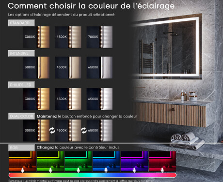 Vertical Miroir rectangulaire sur mesure – Illumination LED pour Salle de Bain L01 #9