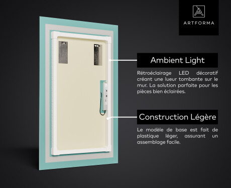 Vertical Miroir rectangulaire sur mesure – Illumination LED pour Salle de Bain L01 #3