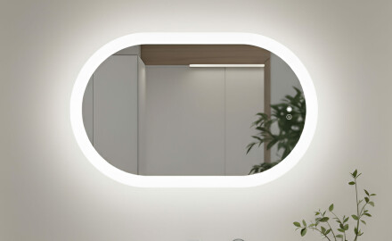 Miroir de salle de bains éclairé, bicolore, interrupteur tactile, tapis chauffant