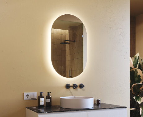 Illumination LED Miroir Sur Mesure Eclairage Salle De Bain 50x80cm avec lumière LED froide 7000K, lumière chaude 3000K ou lumière neutre 4500K