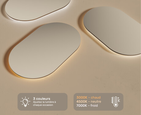 Illumination LED Miroir Sur Mesure Eclairage Salle De Bain 50x80cm avec lumière LED froide 7000K, lumière chaude 3000K ou lumière neutre 4500K #3