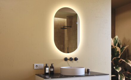 Illumination LED Miroir Sur Mesure Eclairage Salle De Bain 50x80cm avec lumière LED froide 7000K, lumière chaude 3000K ou lumière neutre 4500K