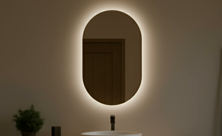 Illumination LED Miroir Sur Mesure Eclairage Salle De Bain 50x80cm avec lumière LED froide 7000K, lumière chaude 3000K ou lumière neutre 4500K