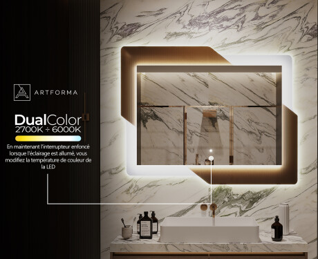 Miroir rectangulaire sur mesure – Illumination LED pour Salle de Bain - Retro #11