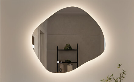 Miroir de salle de bains avec éclairage, bicolore, interrupteur tactile, tapis chauffant