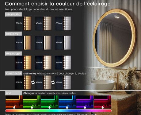 Miroir décoratif dans un cadre en chêne avec éclairage LED #5