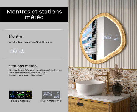 Miroir décoratif dans un cadre en chêne avec éclairage LED #6