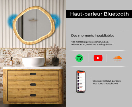Miroir décoratif dans un cadre en chêne avec éclairage LED #7