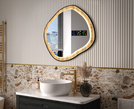Miroir décoratif dans un cadre en chêne avec éclairage LED #9