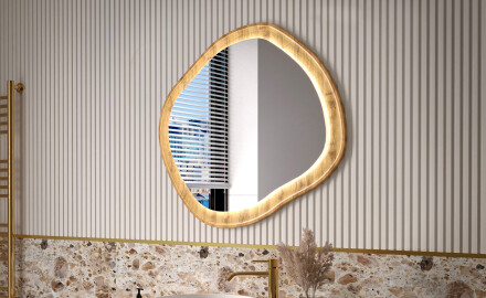 Miroir décoratif dans un cadre en chêne avec éclairage LED