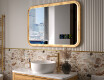 Miroir arrondi dans un cadre en chêne avec éclairage LED #9