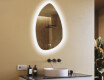 Miroir irrégulier avec éclairage, 64×94 cm, bicolore, interrupteur tactile, tapis chauffant