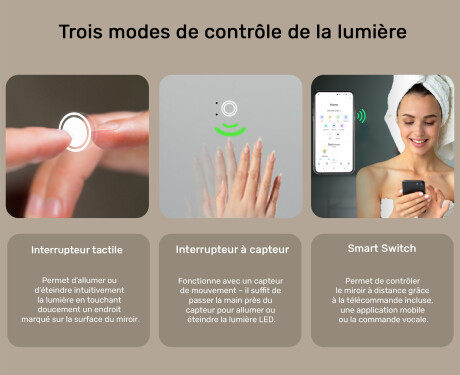 Miroir de salle de bain LED intelligent avec cadre Displine Apple L01 #5
