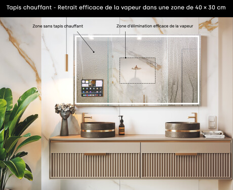 Miroir rectangulaire intelligent LED Apple avec cadre Displine L49 #7