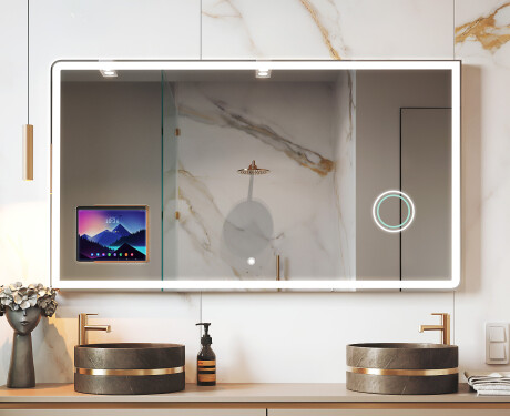 Miroir LED moderne arrondi avec cadre iPad Displine L146