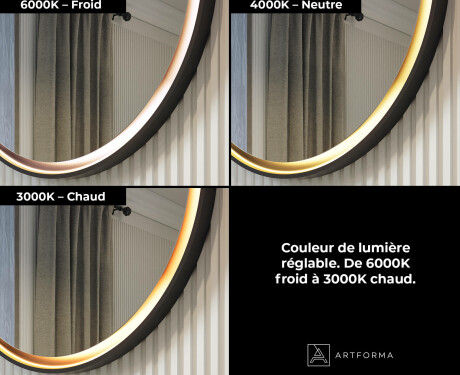 Miroir rond avec cadre en métal et éclairage LED #3