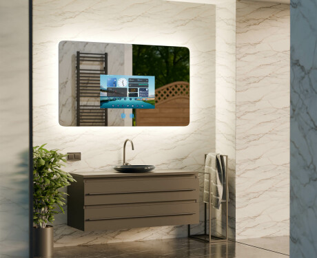 Miroir de Salle de Bain LED Intelligent et Arrondi SmartScreen 21,5”