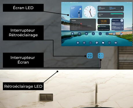 Miroir de Salle de Bain LED Intelligent et Arrondi SmartScreen 21,5” #2
