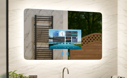 Miroir de Salle de Bain LED Intelligent et Arrondi SmartScreen 21,5”