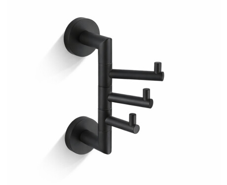 CLASSIC - Crochet porte-serviettes / triple, pivotant / noir mat