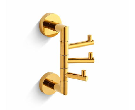 CLASSIC - Crochet porte-serviettes / triple, pivotant / doré brillant
