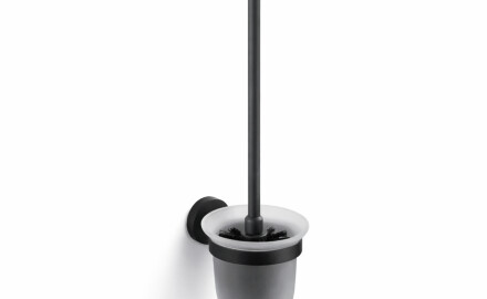 CLASSIC - Brosse de WC suspendue / verre dépoli / noir mat