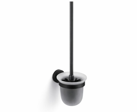 CLASSIC - Brosse de WC suspendue / verre dépoli / noir mat