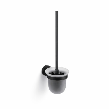 CLASSIC - Brosse de WC suspendue / verre dépoli / noir mat #1