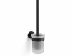 CLASSIC - Brosse de WC suspendue / réservoir en verre dépoli / noir mat