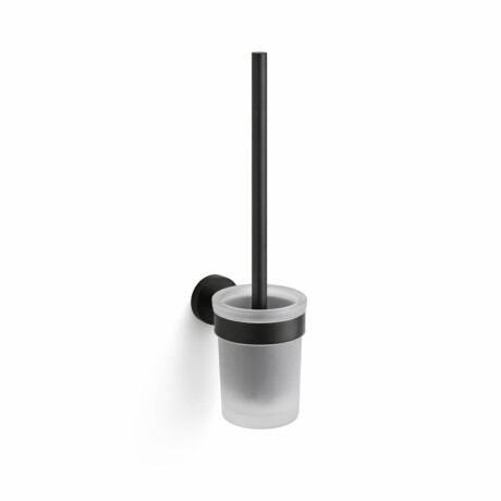 CLASSIC - Brosse de WC suspendue / réservoir en verre dépoli / noir mat #1