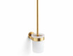 CLASSIC - Brosse de WC suspendue / réservoir en verre dépoli / doré brillant