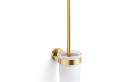 CLASSIC - Brosse de WC suspendue / réservoir en verre dépoli / doré brillant