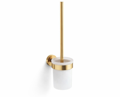 CLASSIC - Brosse de WC suspendue / réservoir en verre dépoli / doré brillant
