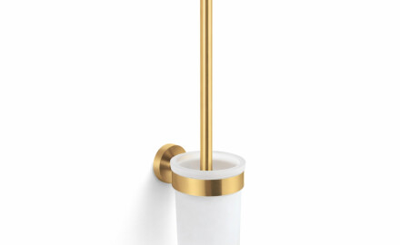 CLASSIC - Brosse de WC suspendue / récipient en verre dépoli / doré brossé