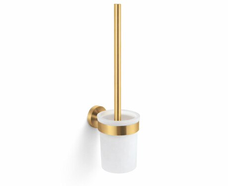 CLASSIC - Brosse de WC suspendue / récipient en verre dépoli / doré brossé