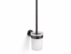 CLASSIC - Brosse de WC suspendue / récipient en verre dépoli / graphite brossé